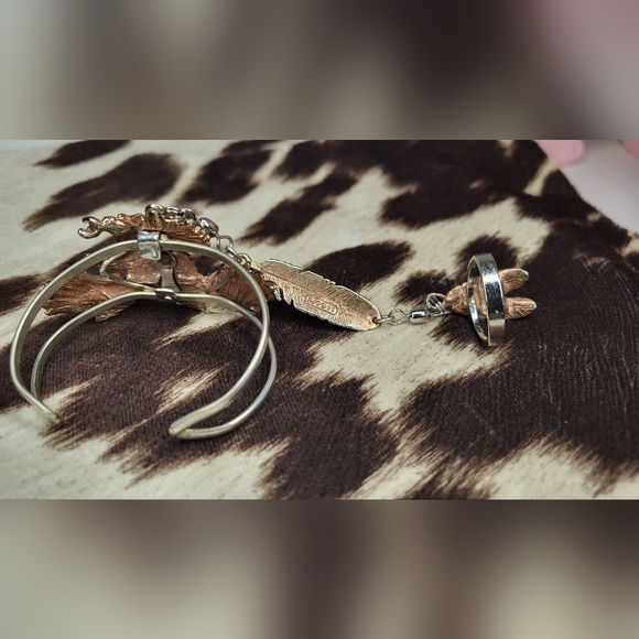 Silver and Bronze Eagle Ring Bracelet - Picture 2 of 9